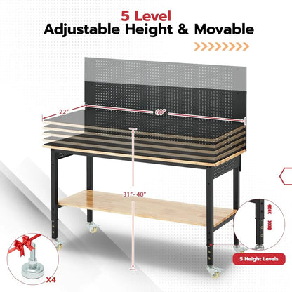 Heavy Duty Adjustable Height Workbench