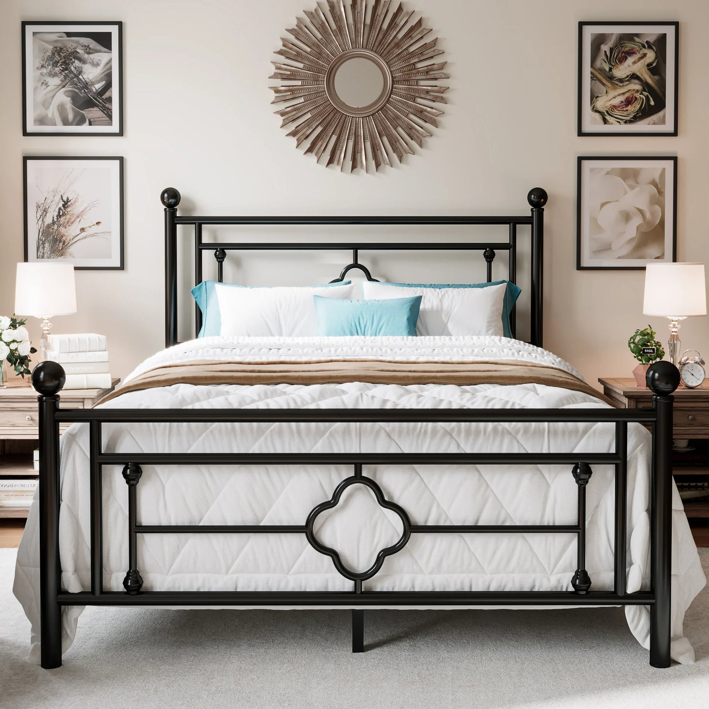 Wrought Iron Metal Platform Bed Frame