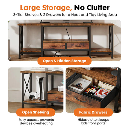 Wooden TV Stand with Drawers