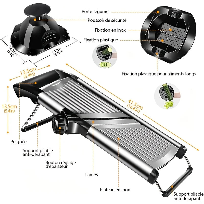 Stainless Steel Mandolin Slicer with 5 Blades