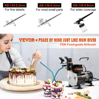 Professional Dual-Action Airbrush Compressor Kit
