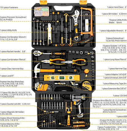 Home Mechanic Toolbox with 12V Cordless Drill