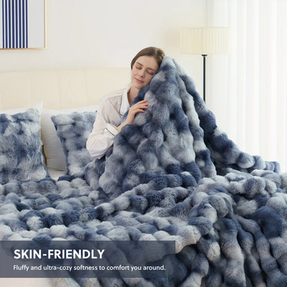 Cozy Faux Rabbit Fleece Blanket / Throw