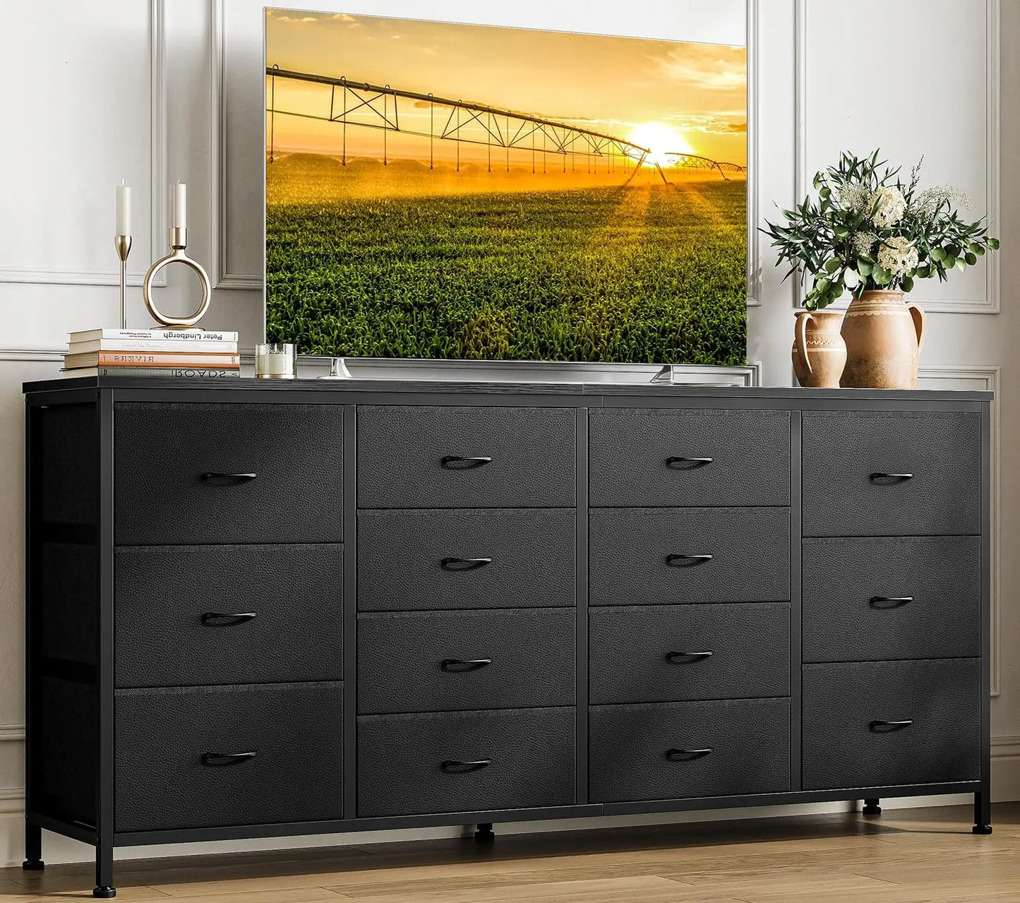 14 Drawer Dresser Black Fabric Dresser