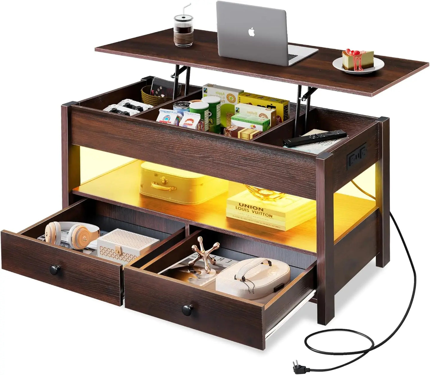 Lift Top Coffee Table with 2 Drawers