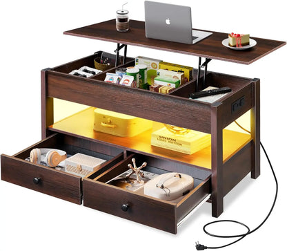 Lift Top Coffee Table with 2 Drawers