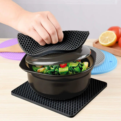 3 Pack Silicone Trivet Pot Mats - Heat Resistant Pot Holders for Hot Pans Pots Table Countertop Spoon Rest Coaster
