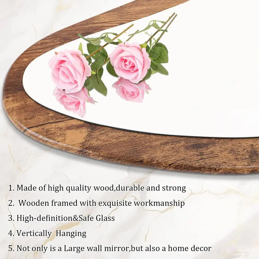 47x20 Vintage Wood Framed Irregular Wall Mirror