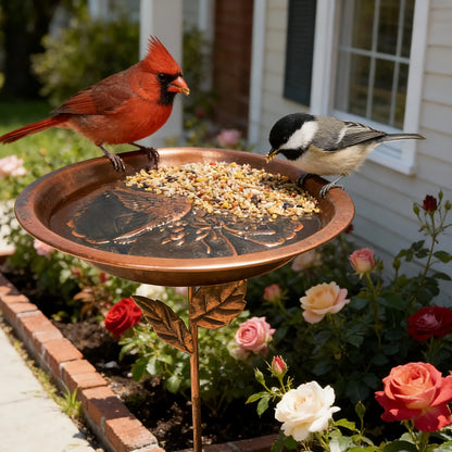 Outdoor Rustproof Vintage Iron Bird Bath / Feeder