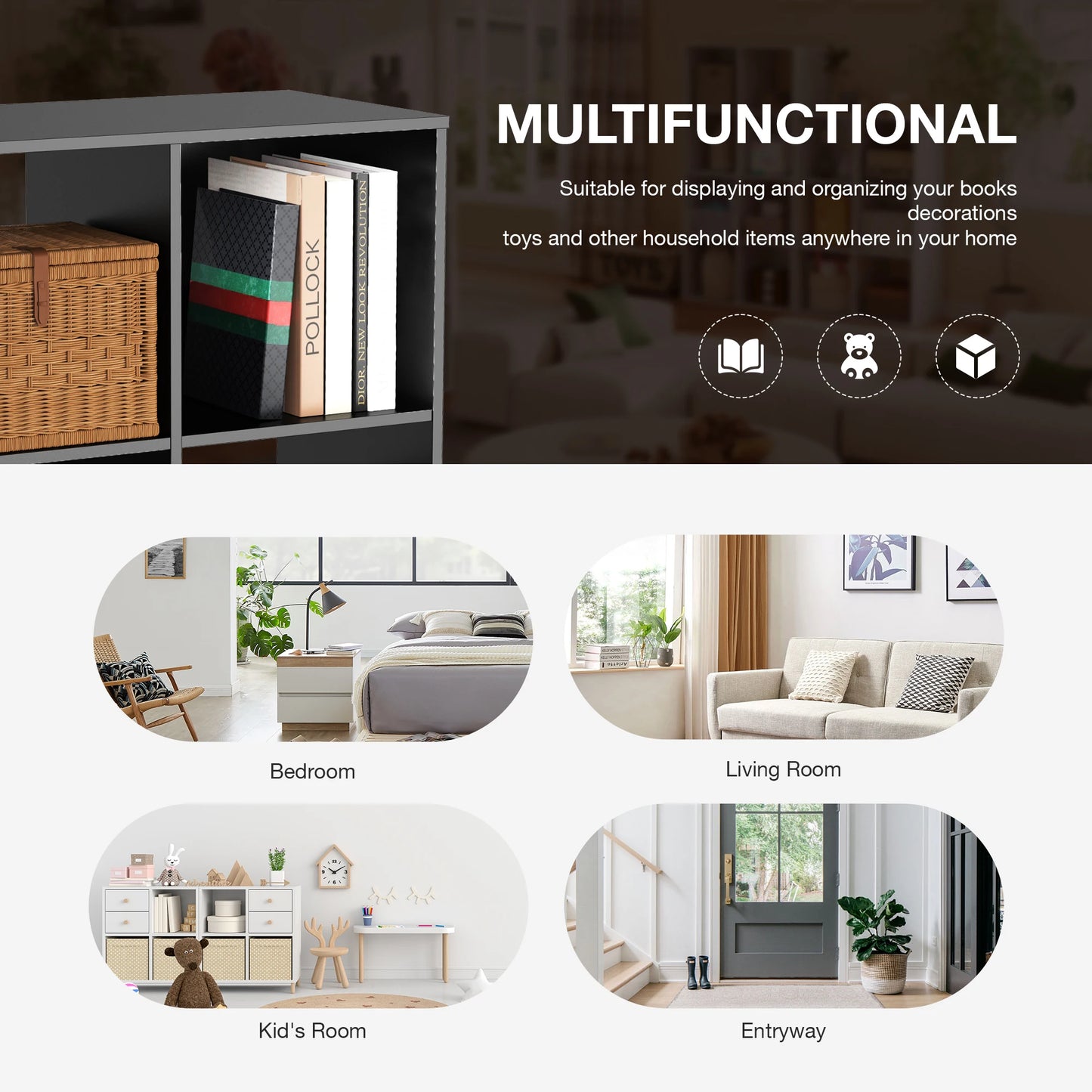 9 Cube Storage Wooden Organizer Shelf Bookcase