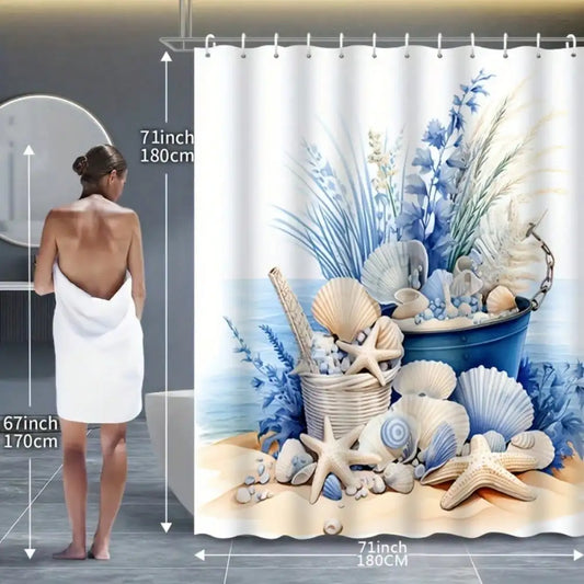 1/3/4pcs 3D Shell Print Bathroom Set