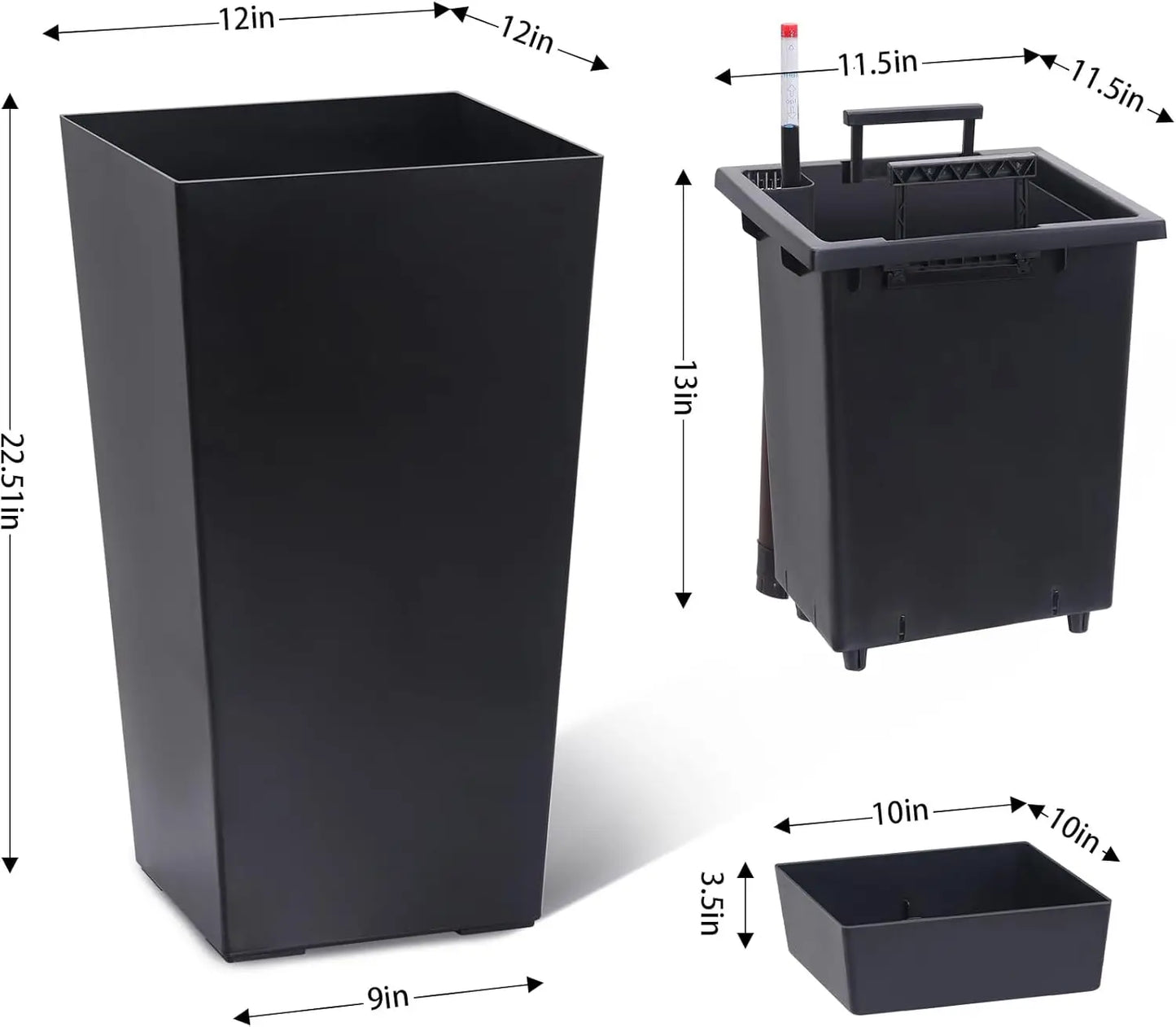 2 PCS 22.4" Indoor ＆ Outdoor Taper Planter