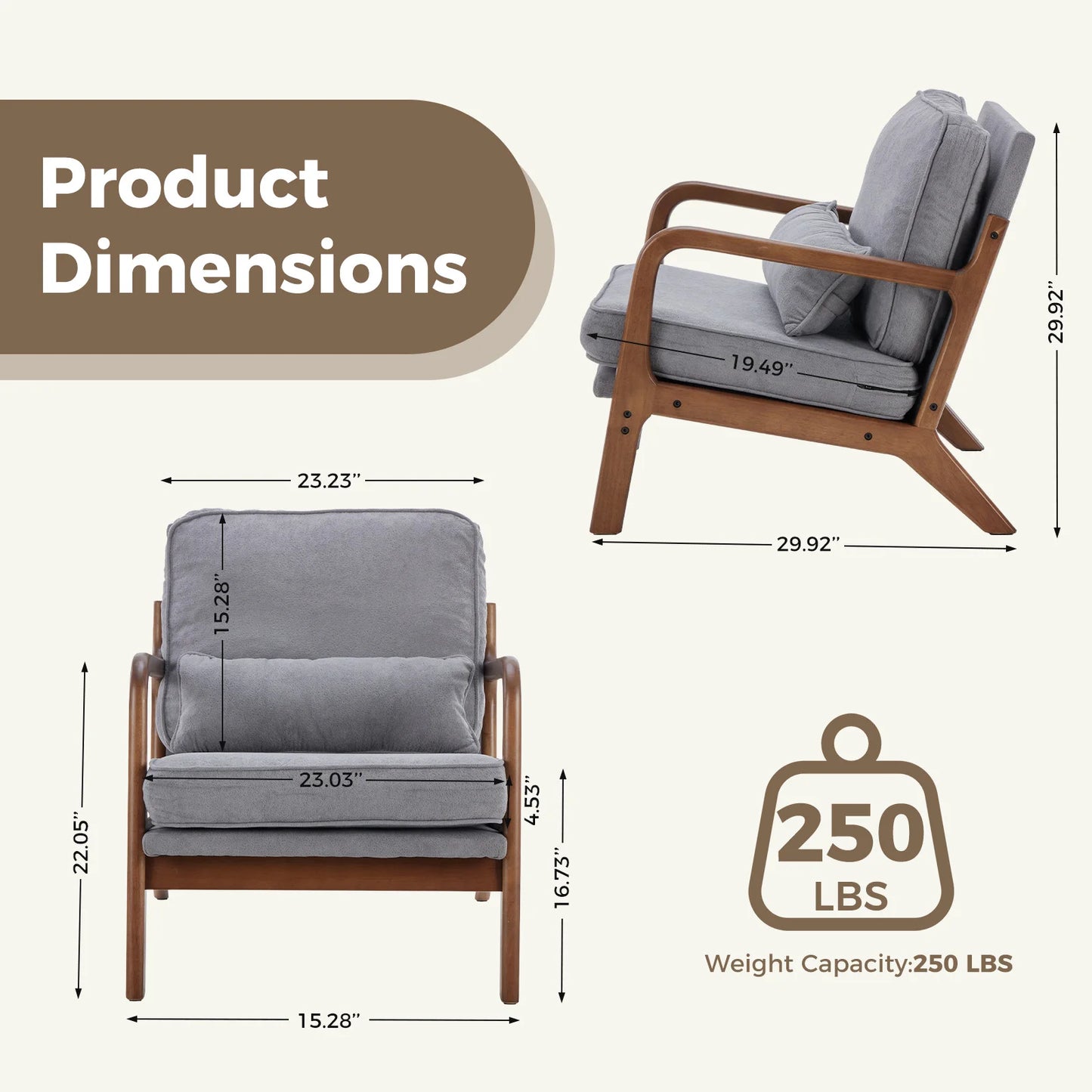 Modern Solid Wood Frame Accent Chair