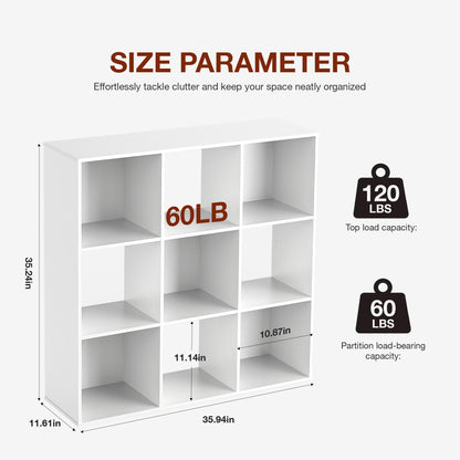 9 Cube Storage Wooden Organizer Shelf Bookcase