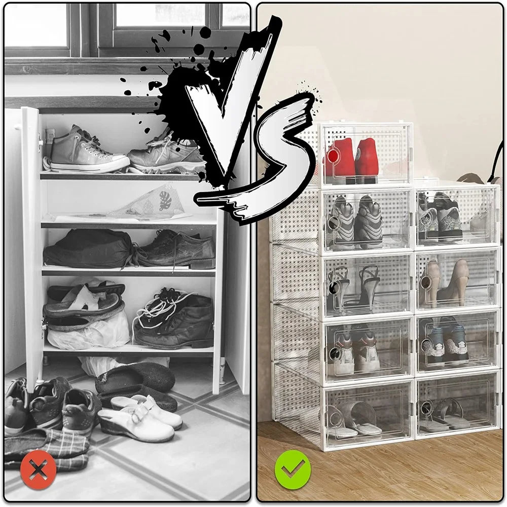 Large Stackable Plastic Shoe Storage Boxes