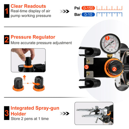Professional Dual-Action Airbrush Compressor Kit