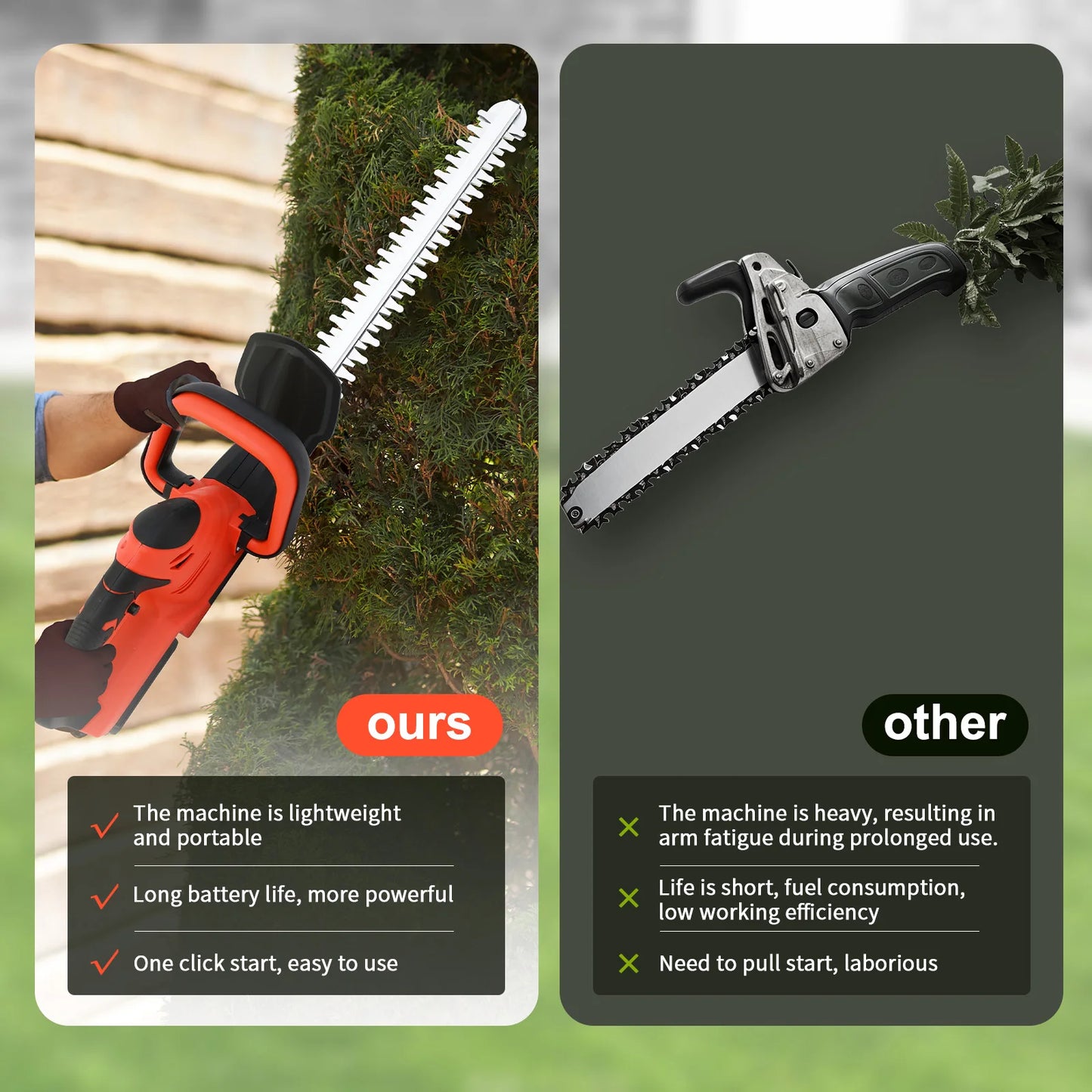 Cordless 22-Inch Electric Hedge Trimmer