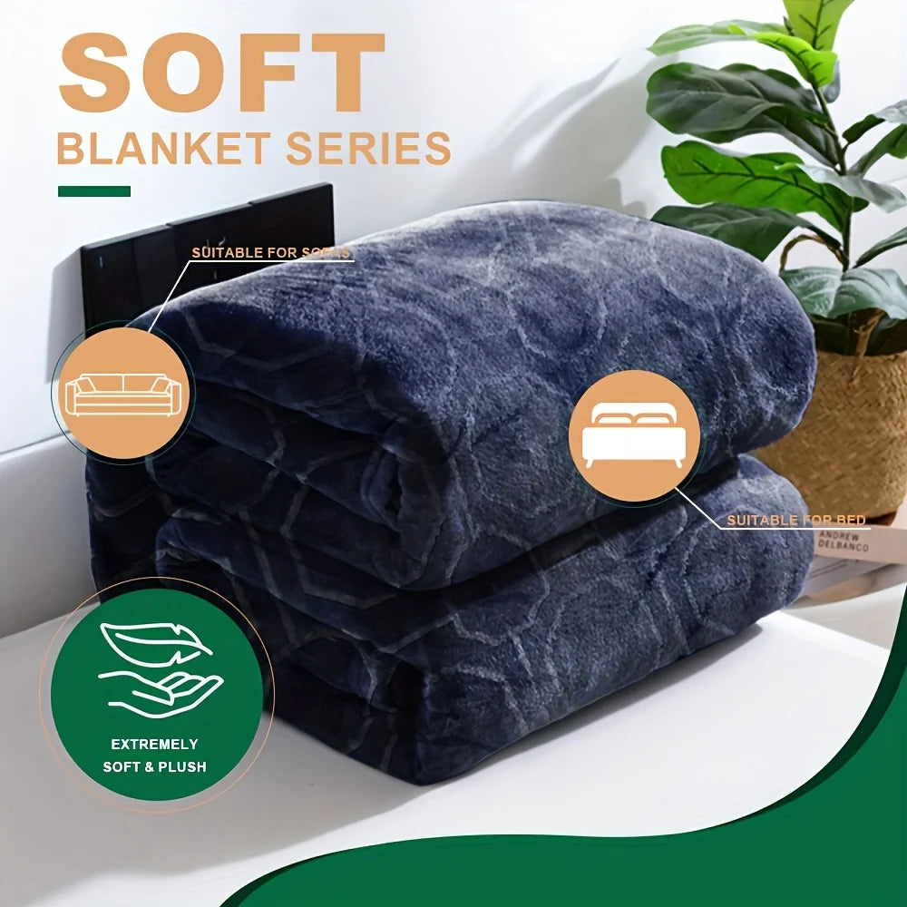 Luxurious Blue Flannel Throw Blanket