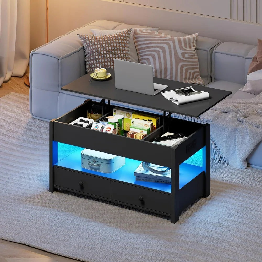 Lift Top Coffee Table with 2 Drawers