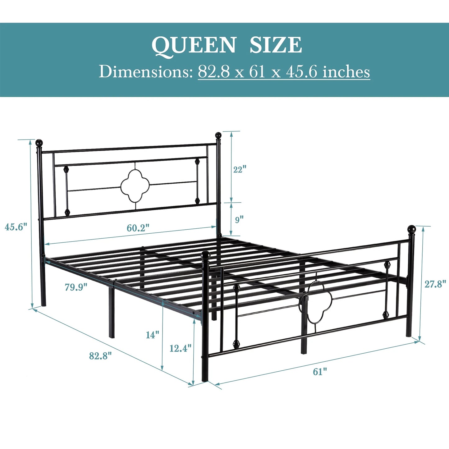 Wrought Iron Metal Platform Bed Frame
