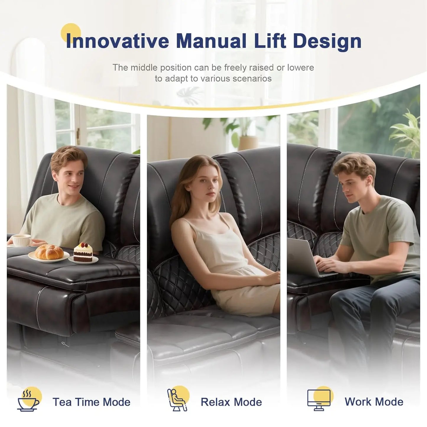 3 Seat Recliner Sofa with Console