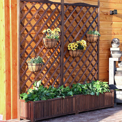 Wooden Planter Box With Trellis