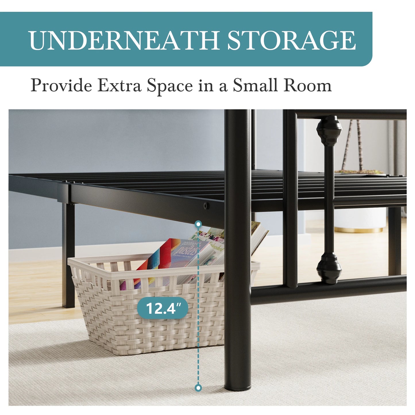 Wrought Iron Metal Platform Bed Frame
