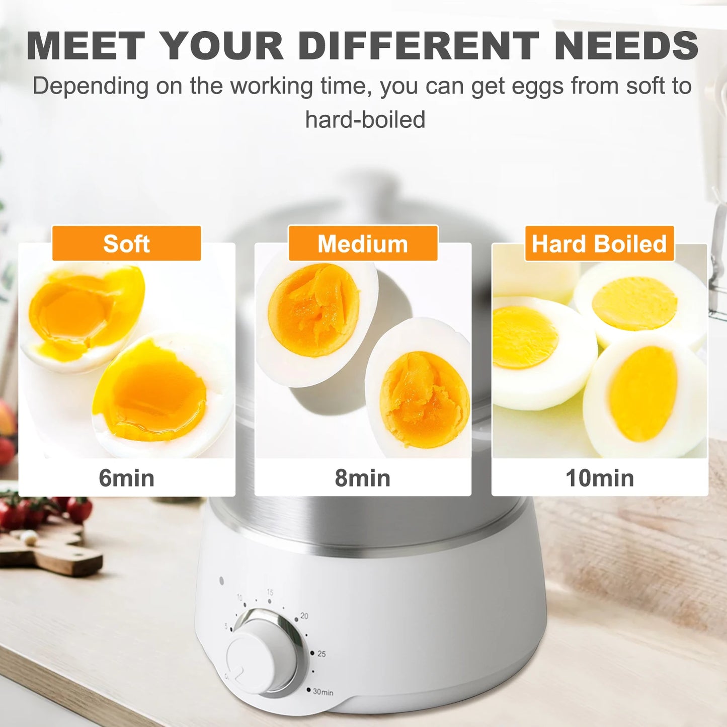 Egg Cooker with Timer - 14 Egg Capacity Electric Steamer for Hard Soft Boiled, Poached, Scrambled Eggs & Omelets, Auto Shut Off