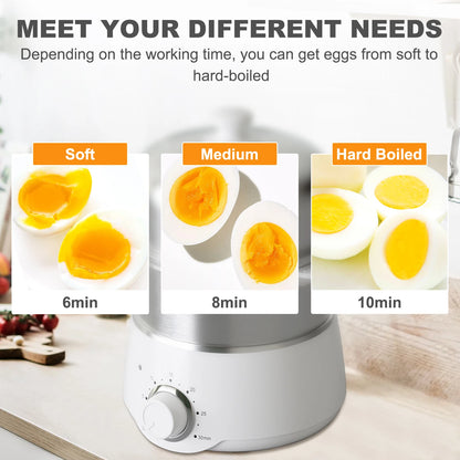 Egg Cooker with Timer - 14 Egg Capacity Electric Steamer for Hard Soft Boiled, Poached, Scrambled Eggs & Omelets, Auto Shut Off