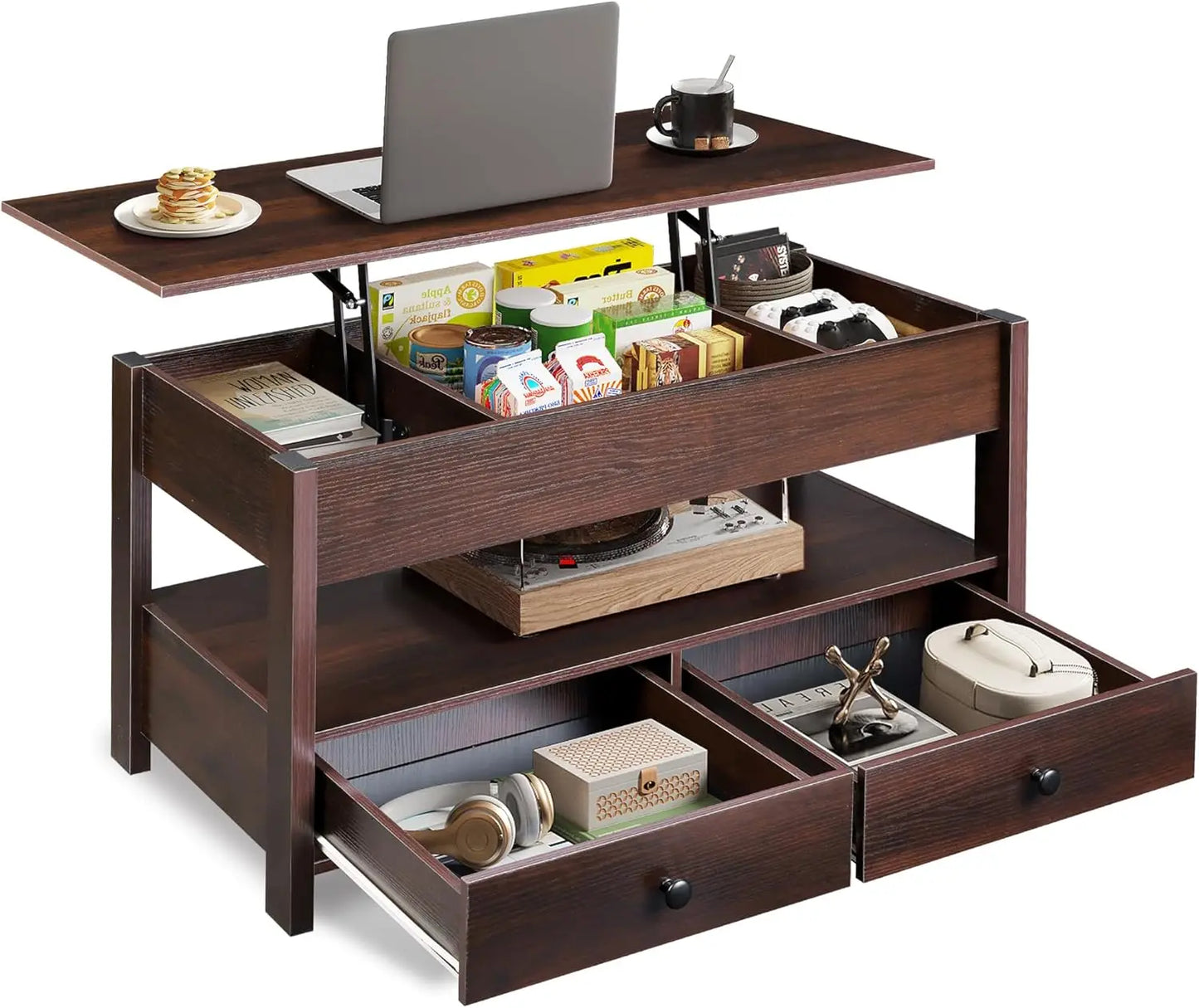 Lift Top Coffee Table with 2 Drawers