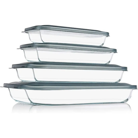 8 Piece Glass Baking Dishes With Lids