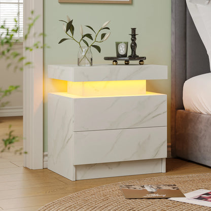 LED Nightstands with 2 Drawers,