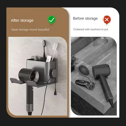 1pc Wall Mounted Hair Dryer Holder