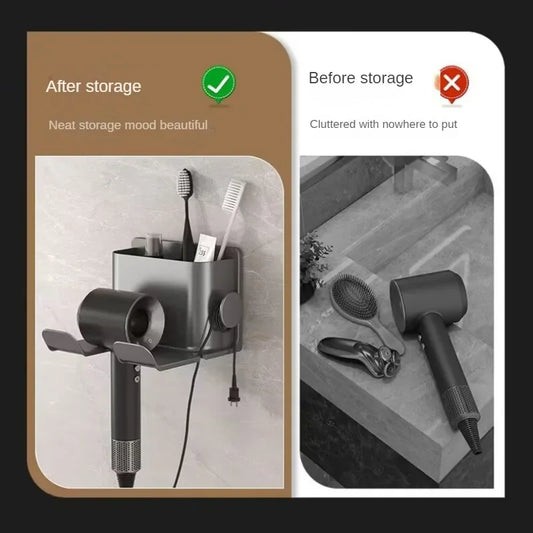 1pc Wall Mounted Hair Dryer Holder