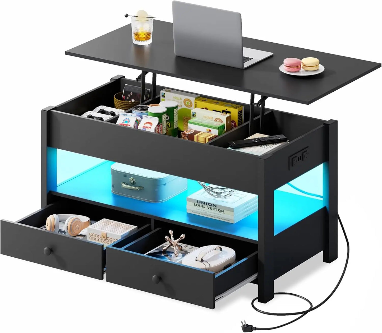 Lift Top Coffee Table with 2 Drawers