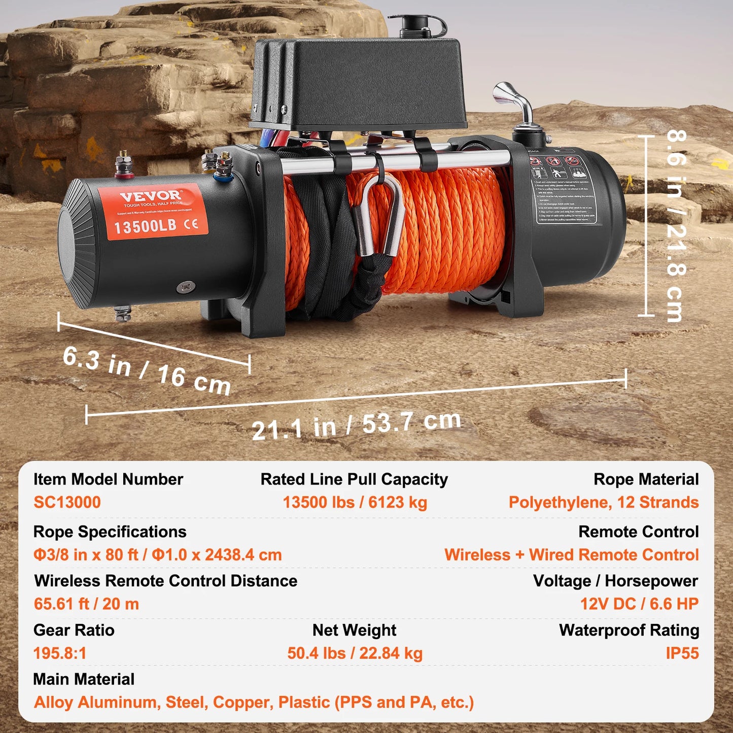 13500lbs Electric Car Truck Winch
