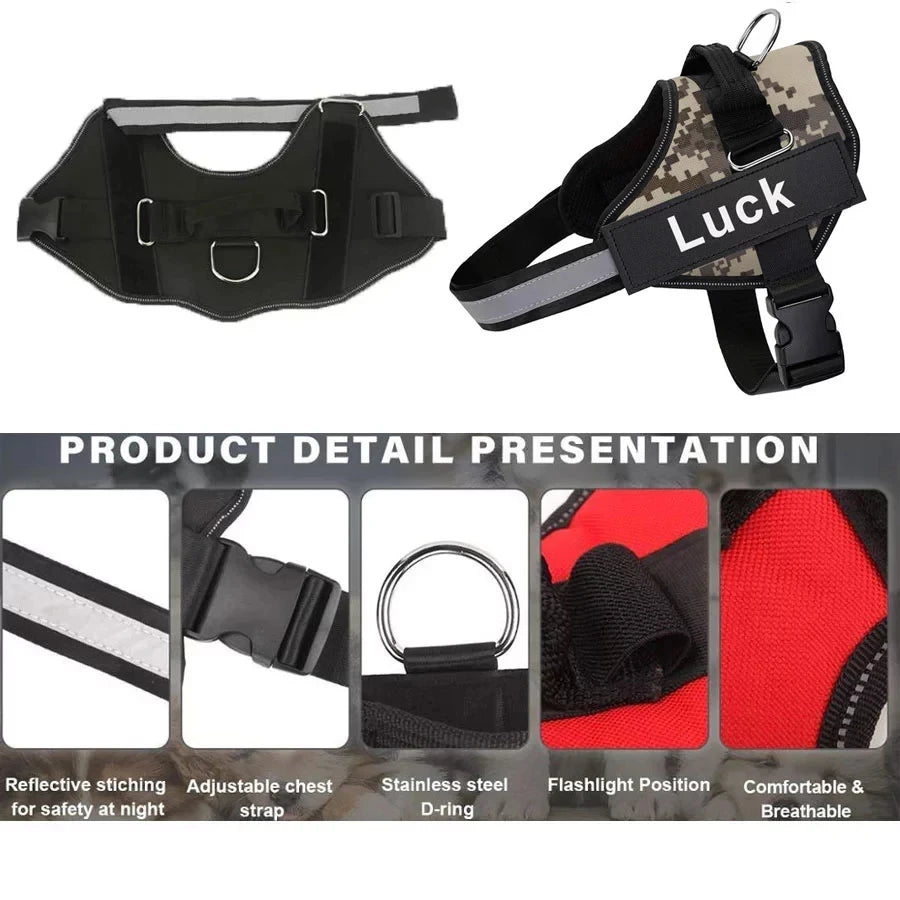 Personalized NO PULL Reflective Breathable Dog Harness