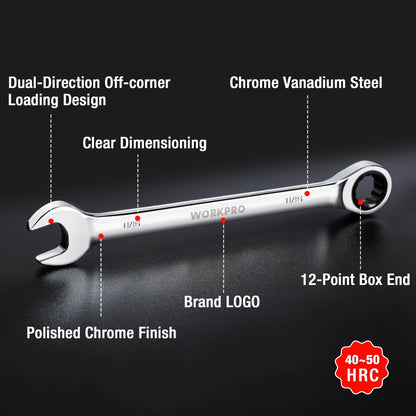 21pc Ratcheting Open End Wrench Set