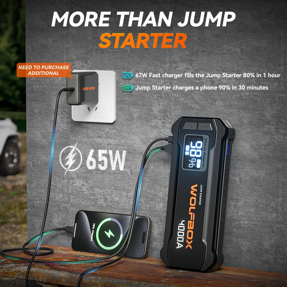 4000A Portable Jump Starter Battery Pack