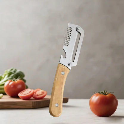 Stainless Steel Vegetable Peeler with Wooden Handle
