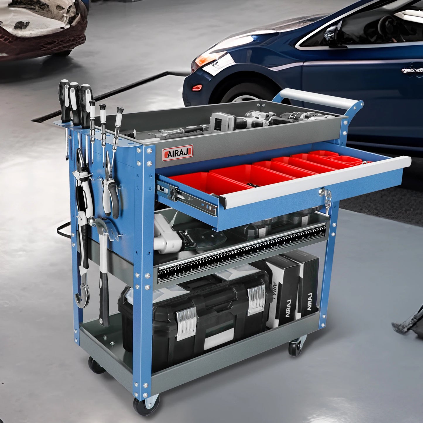 3 Tier Heavy Duty Rolling Mechanic Cart