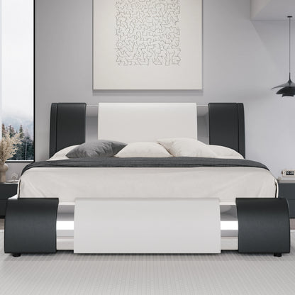 Modern Faux Leather Low Profile Bed Frame