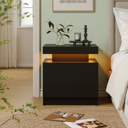 LED Nightstands with 2 Drawers,