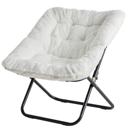 28" Cozy Foldable Faux Fur Saucer Chair