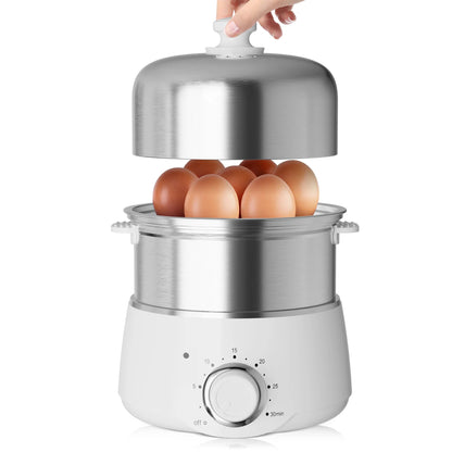 Egg Cooker with Timer - 14 Egg Capacity Electric Steamer for Hard Soft Boiled, Poached, Scrambled Eggs & Omelets, Auto Shut Off