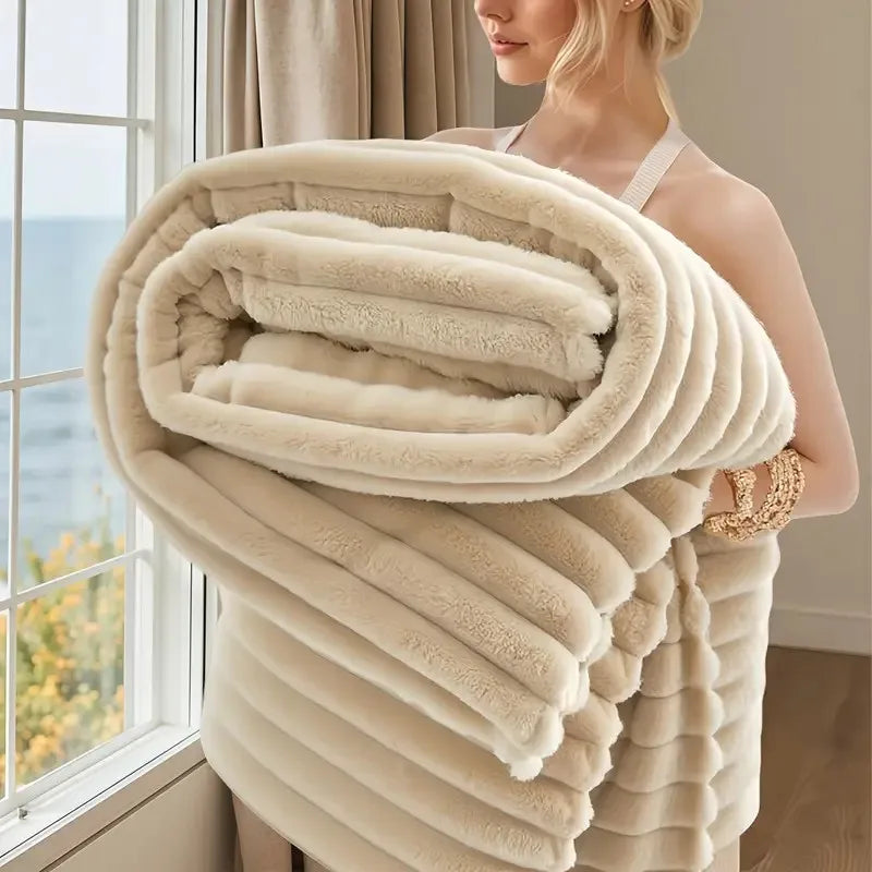 Ultra-Soft Striped Flannel Fleece Blanket