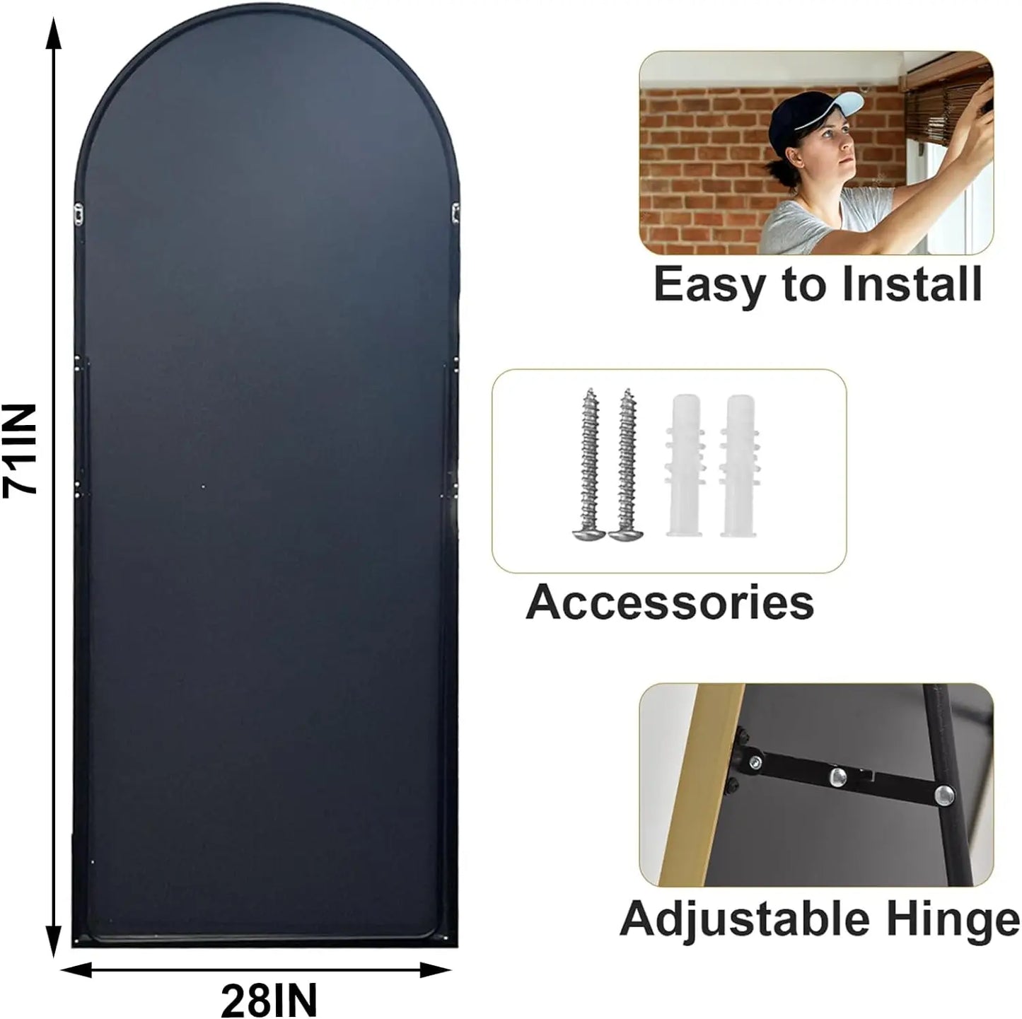 26" x 71" Aluminum Alloy Frame Full Length Mirror