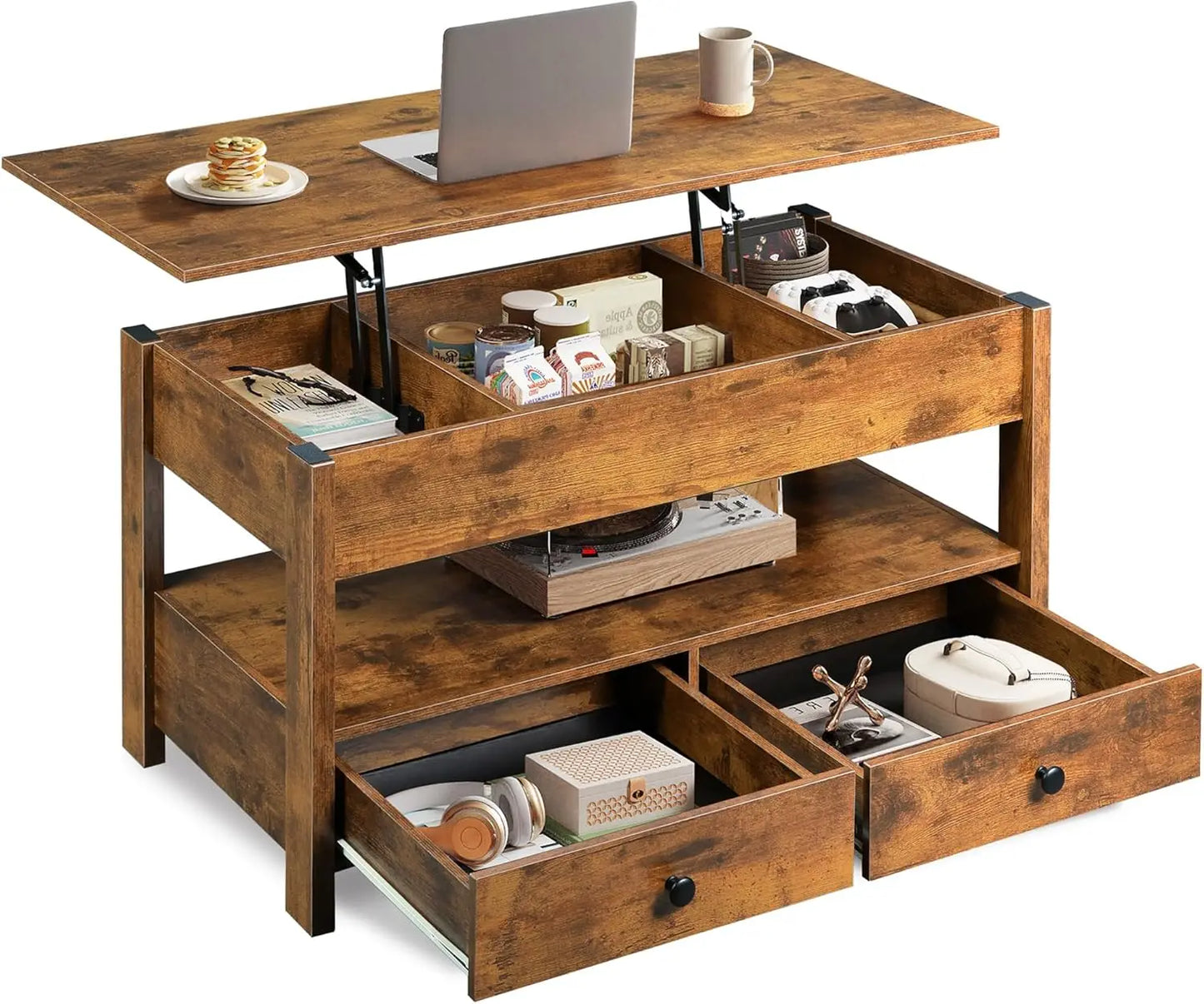 Lift Top Coffee Table with 2 Drawers