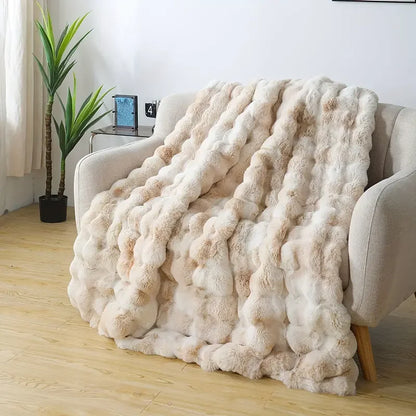 Cozy Faux Rabbit Fleece Blanket / Throw