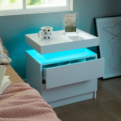 2 LED Nightstand with 2 Drawers